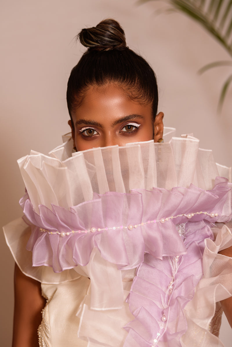 Pre draped shaded skirt set