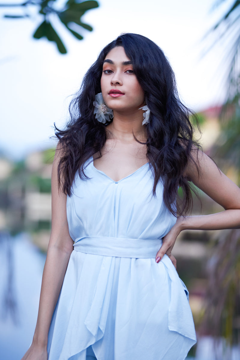 Corset crop top and ruched skirt set