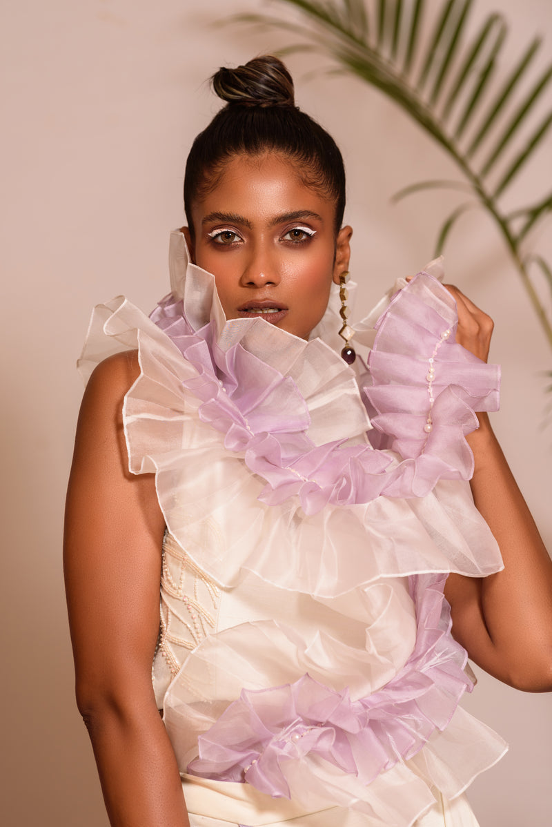 Pre draped shaded skirt set