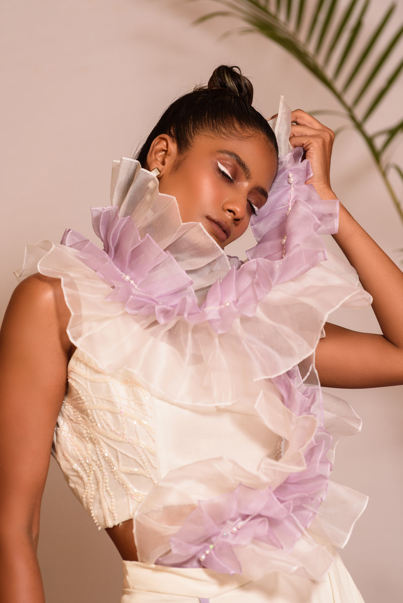 Pre draped shaded skirt set