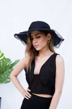 Ruched crop and wide leg pants set