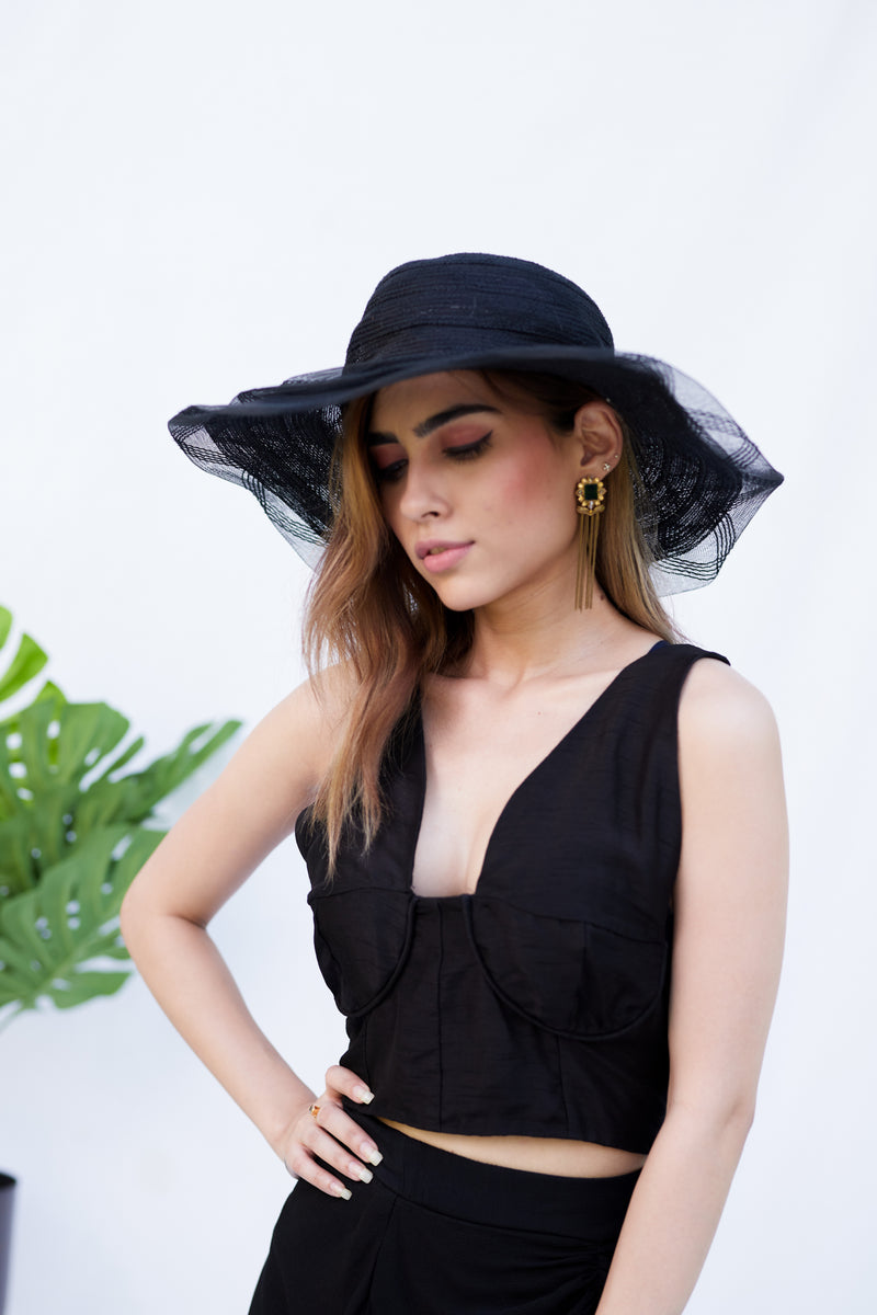 Ruched crop and wide leg pants set